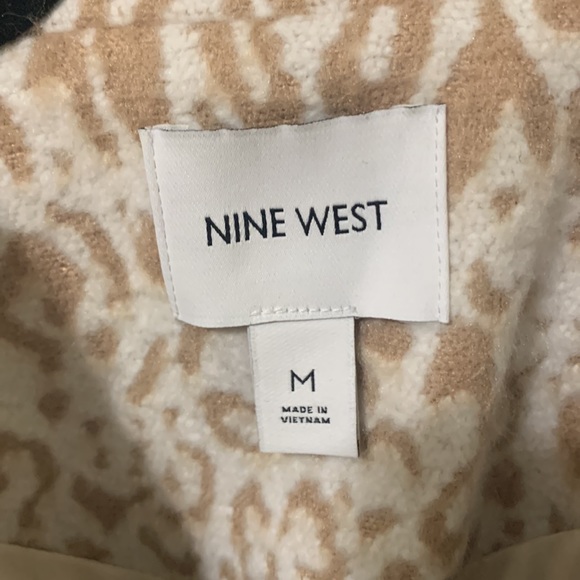 NWT Nine West Cream Tan Long Leopard Coat Size Medium Retail $118 - Picture 2 of 11